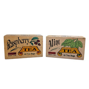Vtg Pair of Ceylon Tea Empty Wooden Boxes Decorative *Pen Markings
